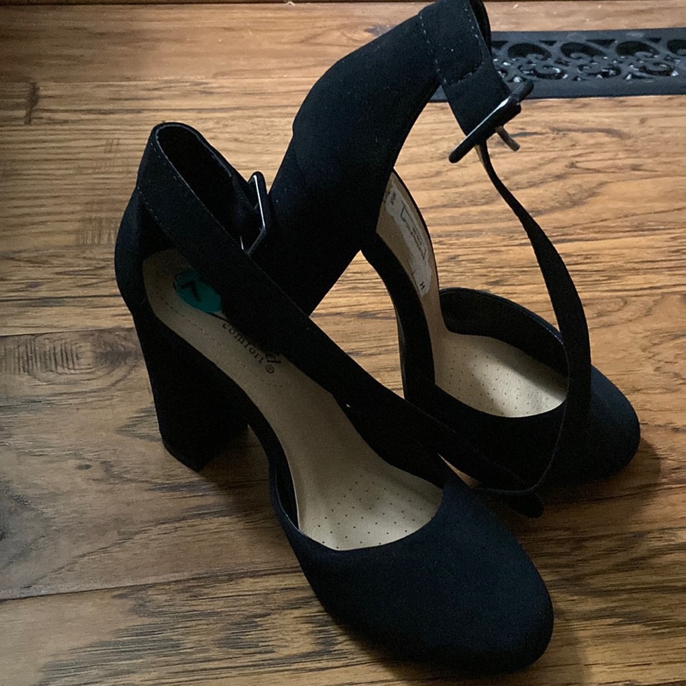 Black suede like heels